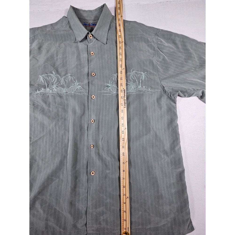 Maui Clothing Company Mens XL Sage Green Palm Tree Pineapple Embroidered Shirt - Picture 6 of 8